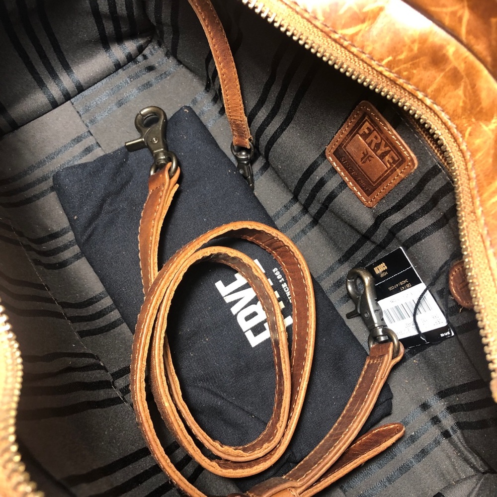 Frye Melissa Satchel Cognac Pull Up Leather NWT - Picture 7 of 9